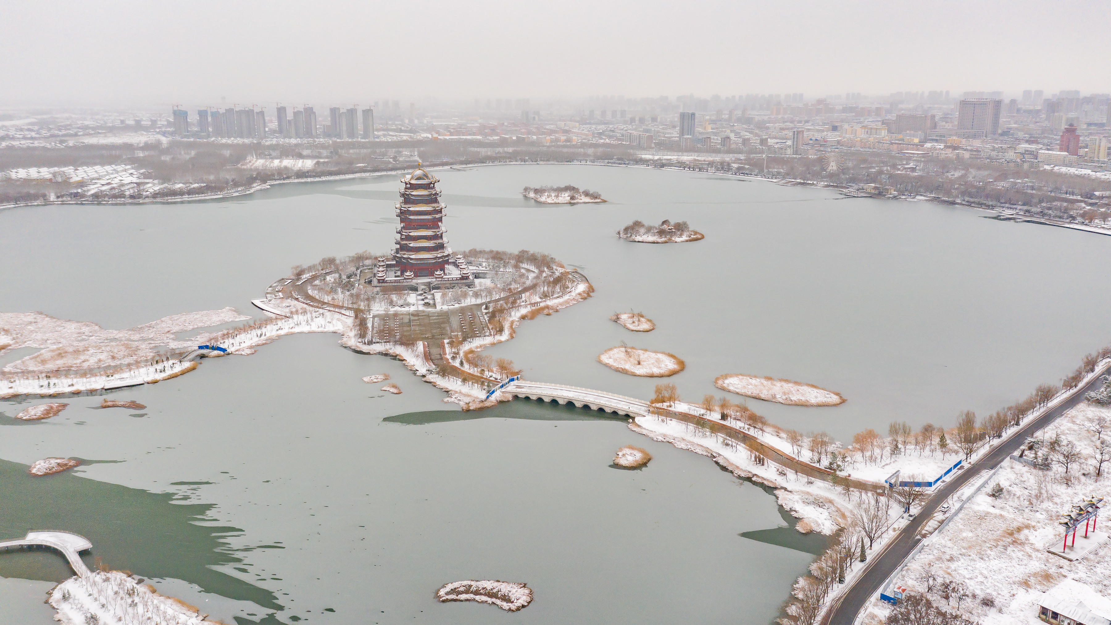 1月7日,滨州蒲湖雪景.