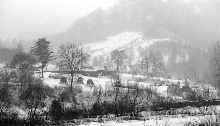 C:akepath.5下雪中的村庄是另外一种景象，仿佛就是一幅水墨山水画。.jpg